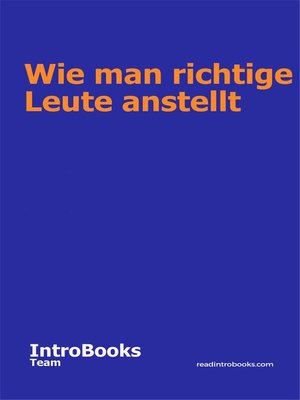 cover image of Wie man richtige Leute anstellt